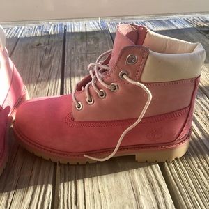 Us girls size 2 pink waterproof timberland boots